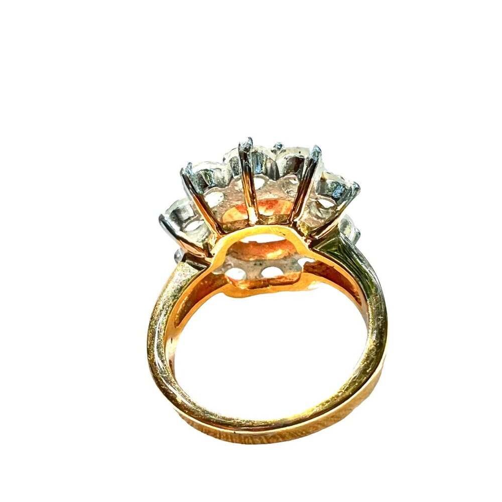 Heated Citrine & Rhinestone Ring Size 8 Brilliant Cut Engagement - Picture 11 of 12